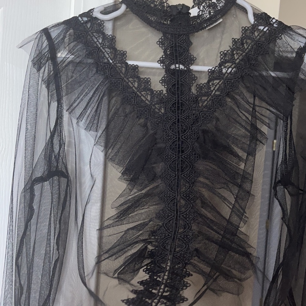 Sheer Mesh T-shirt Long Sleeve See-through - Picture 4 of 8